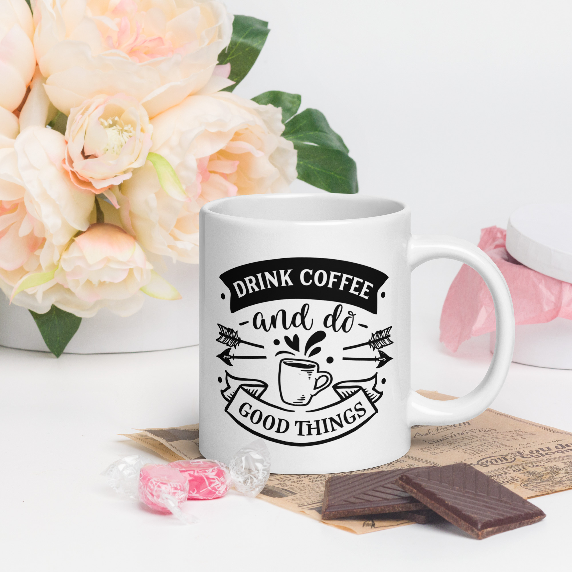 White glossy mug - Drink Coffee & Do Good Things